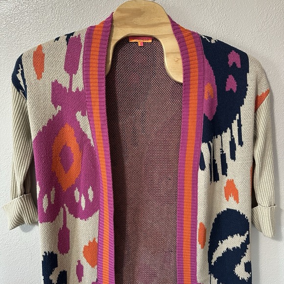 Vilagallo‎ Beige Pink Stella Cardigan Sweater Women's Small Abstract Art To Wear - Picture 2 of 5